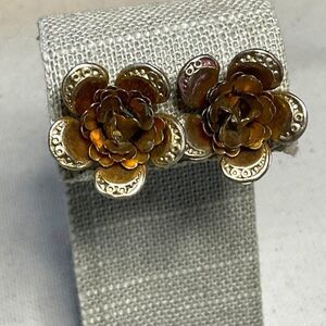 1930s Metal Floral Earrings – Sculptural & Sweet